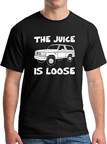 StreetViewTees The Juice Is Loose Funny OJ Simpson White Bronco T-Shirt Black XXL
