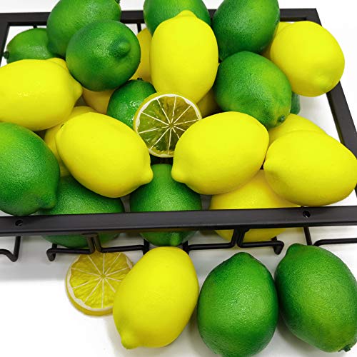 Ronyoung 30Pcs Faux Yellow Lemons Artificial Fruits Fake Lemons Lifelike Simulation For Lemonade Party Kitchen Table Summer Decorations (Yellow) #TOP4