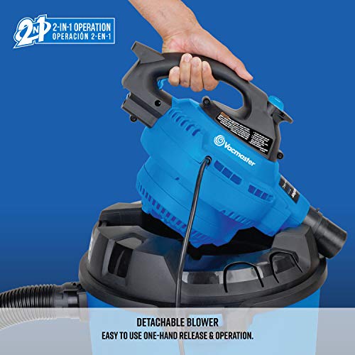 Vacmaster VBV1210, 12-Gallon* 5 Peak HP** Wet/Dry Shop Vacuum with Detachable Blower, Blue - Image 5