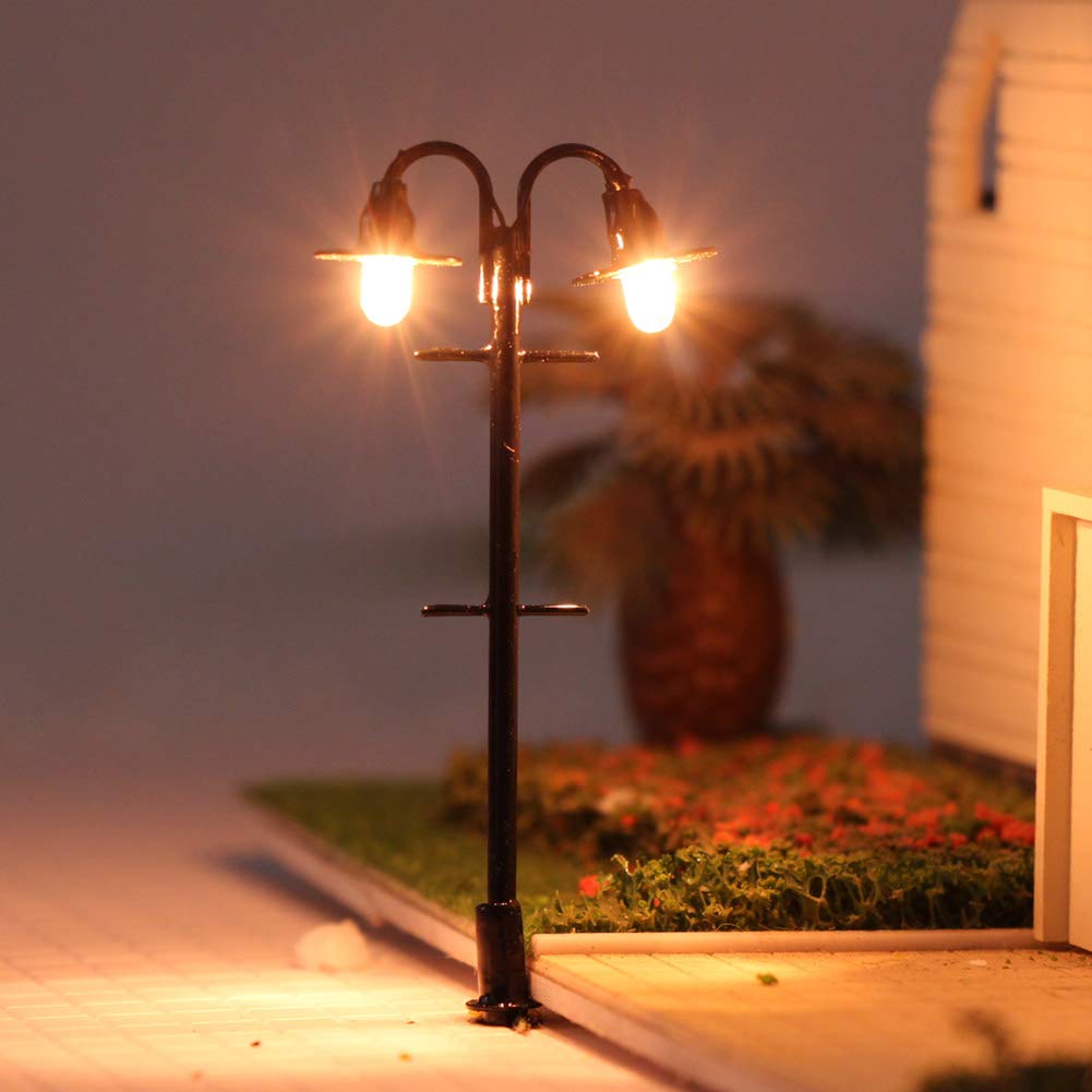4x kerstdorp onderdelen straatlantaarns 12,5 cm led verlichting