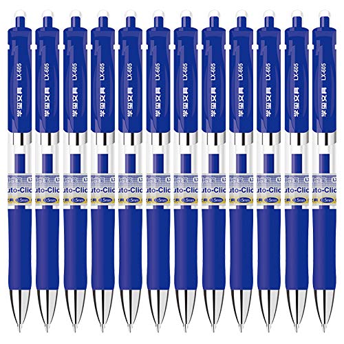 VIDOO 12 Piezas/Caja Prensa Tipo Gel Plumas 0.5Mm Plumilla Firmando Pluma Suave Escritura Gel Pluma - Azul