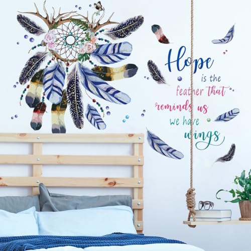 Vinilo decorativo atrapasueños para pared Boho plumas miniatura 4