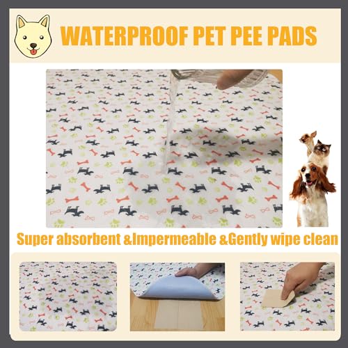 Image of Washable Dog Pee Pads,Non Slip Dog Mats with Great Urine Absorption,Reusable Puppy Pee Pads for Whelping,Potty,Training,Playpen,2PACKS Cartoon Dog Urine Pads(35 inch*31 inchThickened Version)