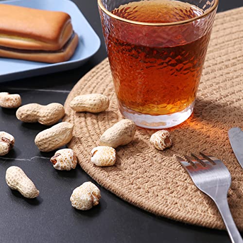 Wenfome 4 Pack Oval Woven Placemats And Set Of 4 Round Fabric Coasters, Cotton Braided Tablemat Set, Heat-Resistant Pot Holders, 12 * 16'' Large-Sized Washable Place Mats For Dining Table #TOP6