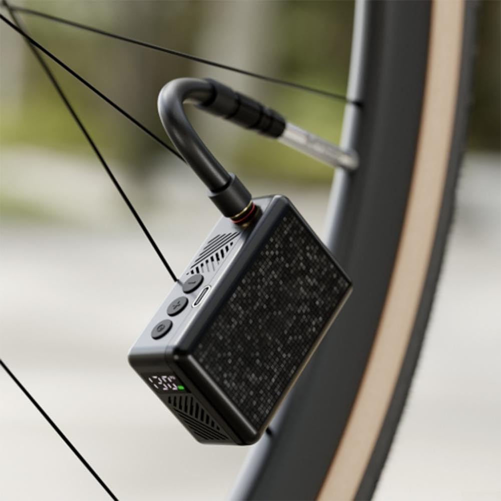 Gonfiatore elettrico portatile per pneumatici, pompa per bici con 130 PSI, 700 mAh, schermo LCD, luce LED, ricarica di tipo C, per ciclismo, campeggio,