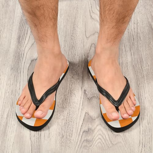 Women Beach Summer Casual Flip Flop Checkerboard Orange YellowQuick Dry Sandals Slipper for Men A23012604