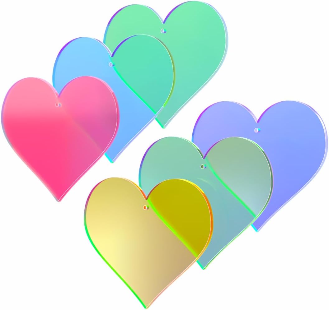 50 Pack Heart Shaped Acrylic Tile Iridescent 3" Sheet with Hole for DIY Arts and Crafts Party Decor Ornaments 0.118" Thick by Marketing Holders