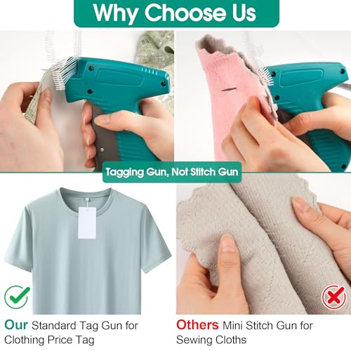 Price Tag Gun for Clothes, Retail Clothing Attacher Tagging Gun, Green | No Stitch Gun, 1008 Pcs Fasteners, Eva Bag for Easy Storage, Ergonomic Design, Not Easily Stuck, Garment Retailers Yard Sale