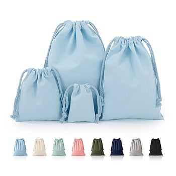 Amazon | 巾着袋 ギフトバッグ 4枚セット 無地 帆布 4サイズ8色