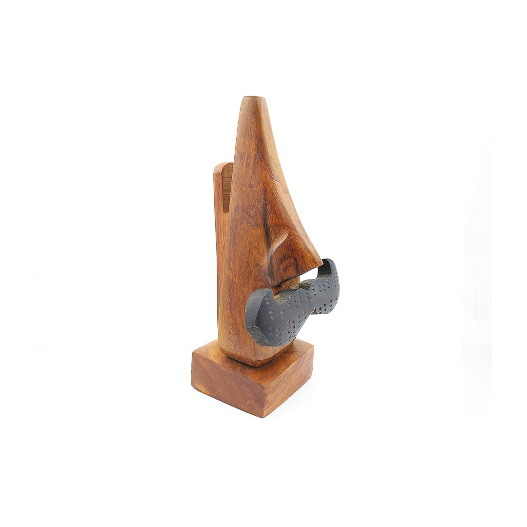 Shri Adishakti Wooden Nose Shaped Eyeglass Holder Stand with Moustache Design, Display Stand for Spectacles and Sunglasses, Set of 2 3