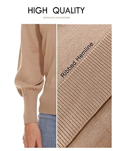 Image of Spicy Sandia Women's Turtleneck Sweaters Pullover Knit Tops | Lantern Sleeve, Basic, 2026 Fall Winter Trendy