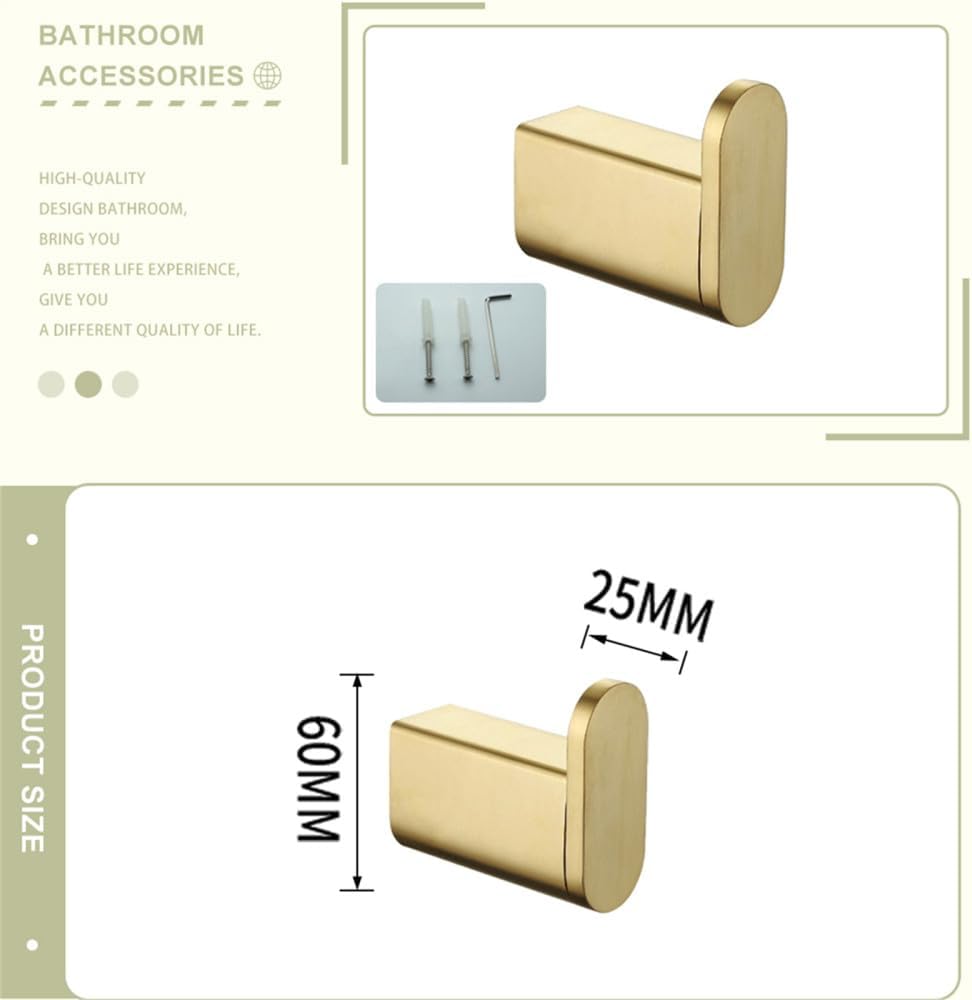 つや消しゴールドバスルームアクセサリーハードウェアセット304ステンレススチールタオルラックバーフックトイレットペーパー