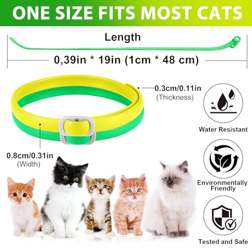 Flohhalsband Katze 4 Stück Zecken-Halsband für Katzen, Anti-Floh Katze Halsband, Verstellbar und Wasserdicht, Natürlich und Sicher, 48 cm Length, 24 Monate Schutz, Zecken-Flohband für alle Katzen
