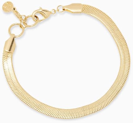 gorjana - Venice Bracelet 6 1/4 to 7 1/4 - 18k Gold-Plated Brass - Classic Herringbone Design - Layering with Other Jewelry - Timeless Elegance - Adjustable Comfortable Fit