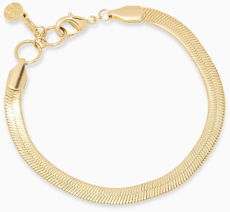 gorjana - Venice Bracelet 6 1/4 to 7 1/4 - 18k Gold-Plated Brass - Classic Herringbone Design - Layering with Other Jewelry - Timeless Elegance - Adjustable Comfortable Fit