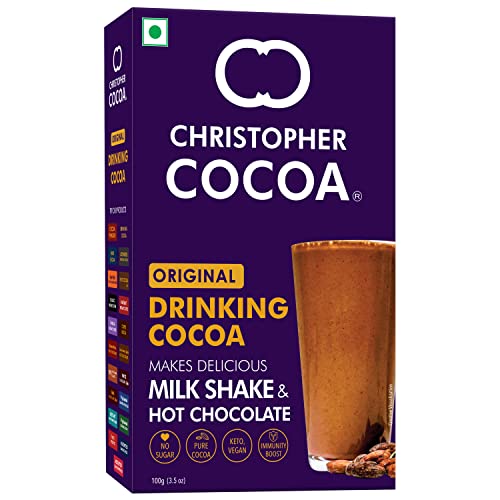 Image of Christopher Cocoa, Drinking Chocolate Cocoa Powder, Dark No Sugar, 100g (Pack of 3)