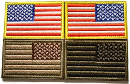 American Flag Hook and Loop Tactical Patch Combination Pack, Standard and Reverse