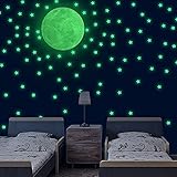 DUOFIRE Glow in The Dark Stars Wall or Ceiling Stickers,3D Glowing Ultra Bright Stars of 216Pcs and 1 Full Moon,Perfect for Kids Bedding Room or Birthday Gift,Beautiful Wall and Ceiling Decors