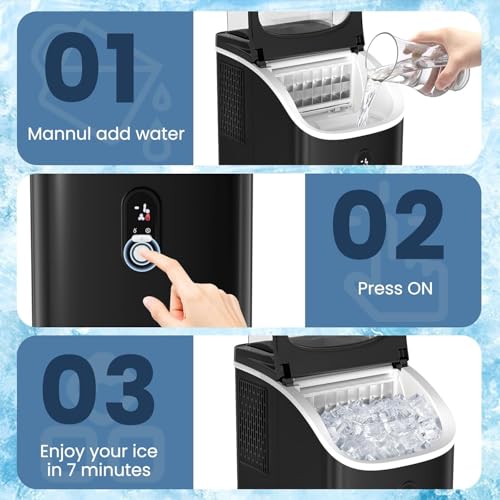 Image of Antarctic Star Countertop Ice Maker Machine, 30lbs /24Hrs, 3 Thickness Ice Cubes, 16Pcs /13 Mins,2 Ways to Add Water, Self-Cleaning Ice Cube Maker w /Basket and Scoop for Home /Kitchen /Camping /RV (Black)