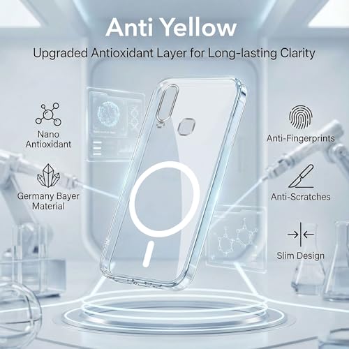 Image of Jkobi Lifetime Anti-Yellow MagSafe Compatible Clear Back Cover Case for Vivo Y12 | Y15 | Y17 (Sleek Hard Crystal | Shockproof and Camera Protection)