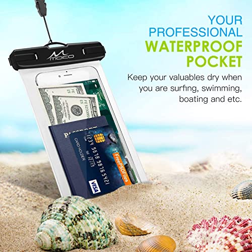 Moko Waterproof Phone Pouch Holder 2Pack, Underwater Cellphone Case Dry Bag With Lanyard Armband Compatible With Iphone 14 13 12 11 Pro Max X/Xr/Xs/Se 3, Samsung S21/S10, Black+White #TOP5
