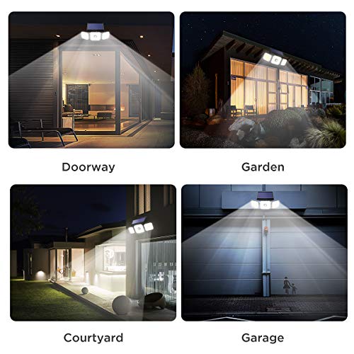 JOMARTO Solar Motion Lights Outdoor,3 Head Security Lights with Motion Sensor,Adjustable 112 LED Flood Lights Waterproof270° Wide Angle Security Lights for Porch Garden Patio Yard Backyard (2 Pack)