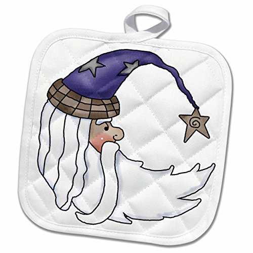 3D Rose Cute Country Santa Moon Illustration Pot Holder, 8 x 8