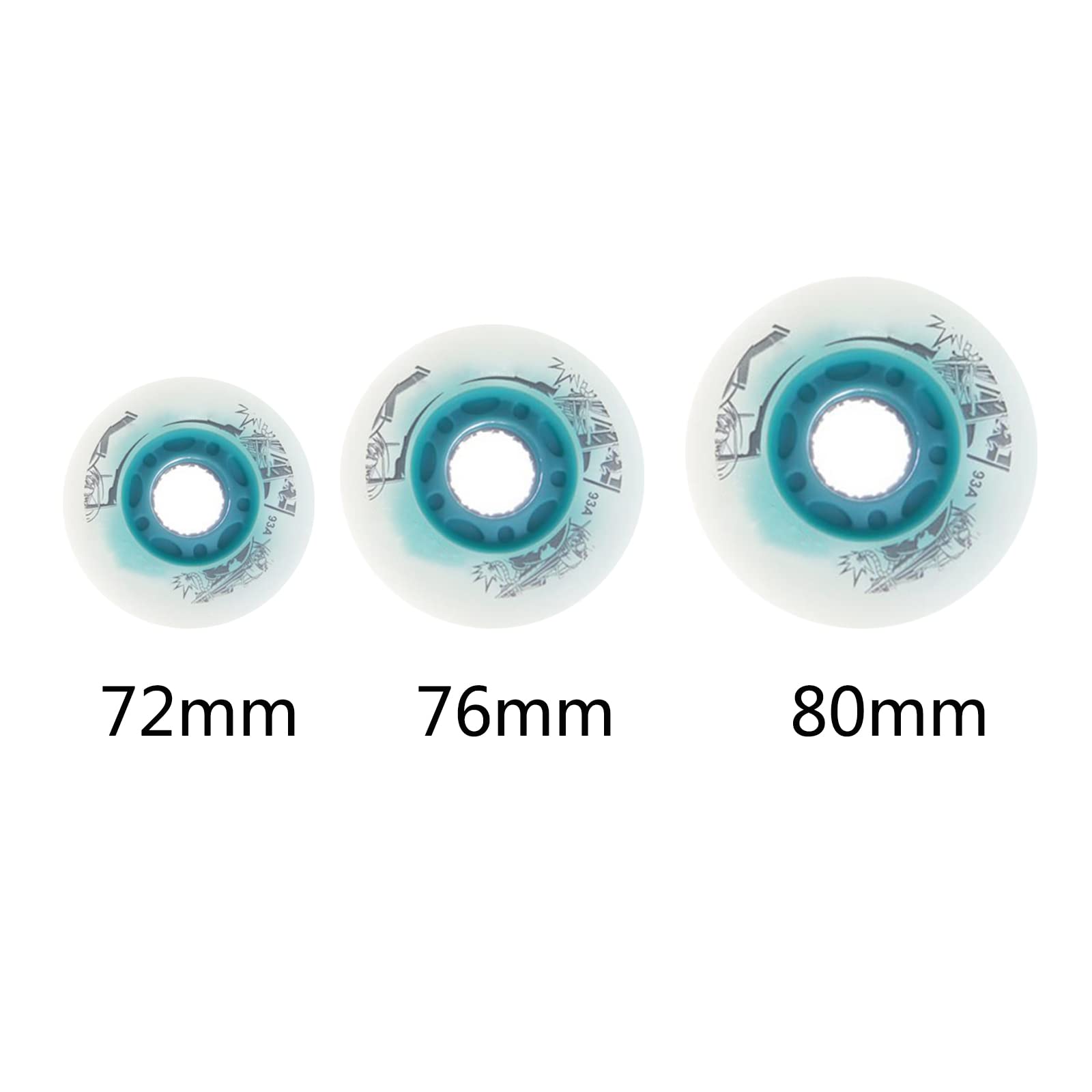Ruedas Repuesto Patines línea, iluminadas, 72 mm, 76 mm, 80 mm, Paquete 8, Ruedas Patines línea con luz LED, Ruedas Luminosas Larga duración Deslizamiento 93A