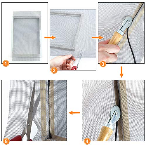 Screen Retainer Spline Screen Rolling Tool With Wood Handle And Steel Wheels Spline Repair Roller Tool Kit For Installing Rolling Window And Door Screens (0.12 Inch X 26 Feet) #TOP4