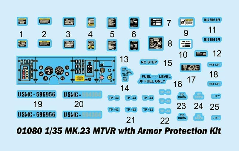 Trumpeter TRU01080 decal sheet for US MK23 MTVR MAS Truck