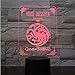 Produktbild 3D Led Nachtlichthaus Logo Touch Sensor 7 Farbwechsel Kind Kinder Blut Und Feuer Game Of Thrones Schreibtisch Lampe3D Optische Täuschung Lampe Babyzimmer