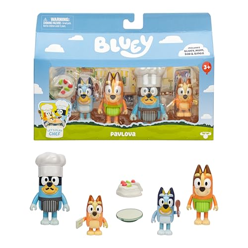 Miniatura 5 de Bluey Es la Hora de la Tarta paulova con el Pack de 4 Figuras «Tarta paulova, Incluye, Bingo, Bandit con Gorro de Chef y Chilli, además de 2 Accesorios, 4 Figuras articuladas de 6-7,6 cm