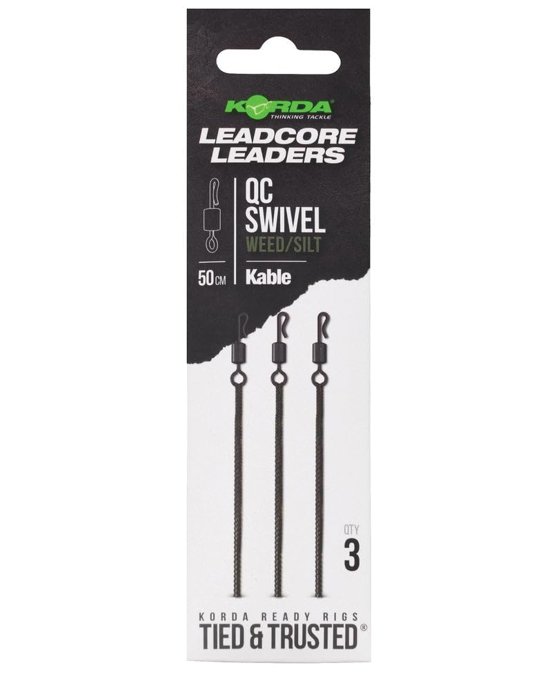 Korda Kable Leadcore Leader QC Swivel 50cm: Weed/Silt