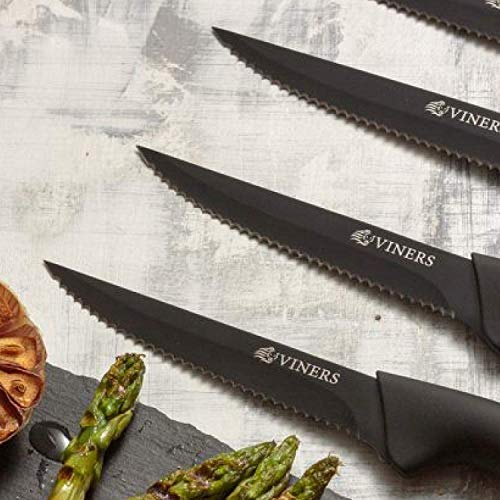 Viners Everyday 6 Piece Black Stainless Steel Steak Knives - Image 6