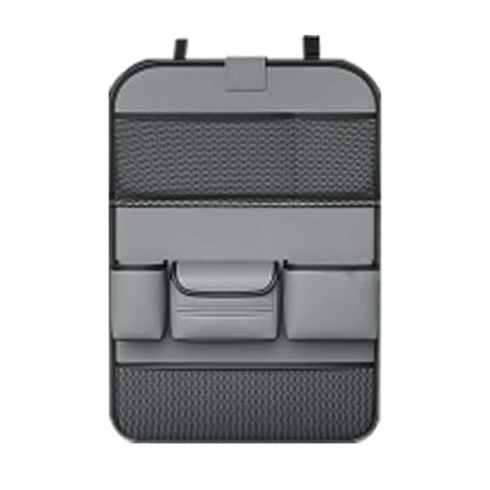 Organizer Auto per Mini Coupe Convertible CLUBVAN Roadster, Pelle PU Organizzatore Sedile Posteriore Borsa Portaoggetti con Multi Tasca e Tavolino Pieghevole,D/Grey