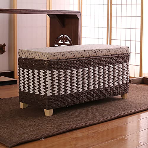 Rustikale Rattan-Aufbewahrungsbank, vielseitiger Seegras-Fußhocker,...