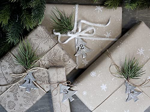 Calendrier de l'Avent pour décorations de Noël - Chiffres de l'Avent à accrocher - Chiffres de 1 à 4 - Pendentif fer effet zinc - Lot de 4 pièces