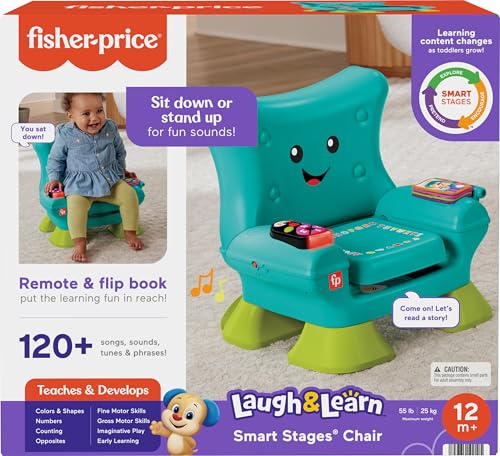 Image of Fisher-Price Toddler Learning Toy Laugh & Learn Smart Stages Chair with Music Lights & Activities for Infants Ages 1+ Years, Teal