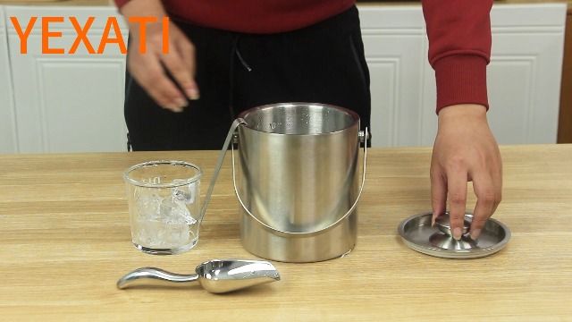 Secchiello Ghiaccio Acciaio Inox 2L - Doppia Parete Isolante, Con Coperchio, Pinze E Pala Per Bar E Casa - Foto 2