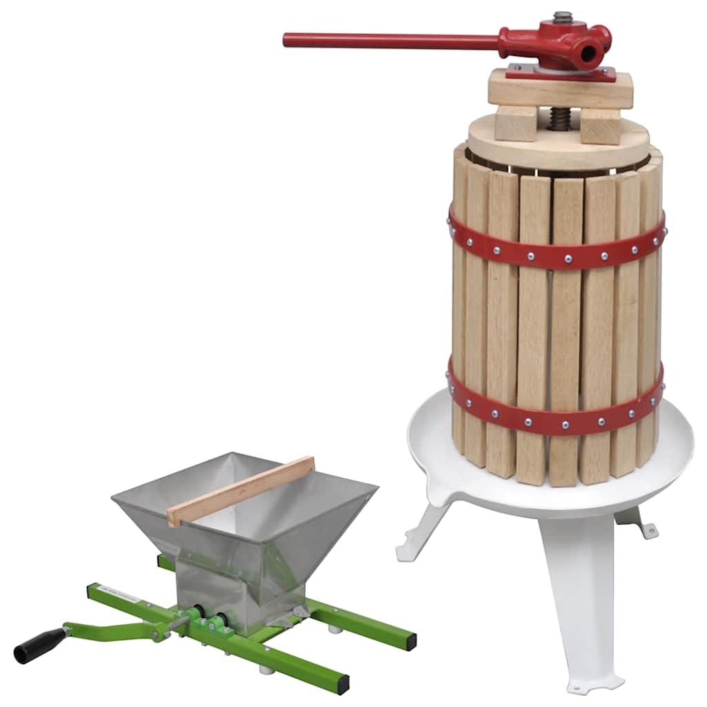 Presse-fruits et moulin à fruits - Capacité de 6 l - Presse-vin manuel - Moulin à fruits pour pommes, raisins, baies - Extracteur de jus en chêne et acier
