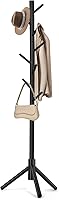 WANGMUXIA Freestanding Wooden Coat Rack with 8 Hooks, Adjustable Height Tree Stand for Entryway, Bedroom, Office, Hats, Coats, Scarves