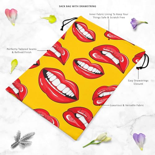 Image of ArtzFolio Lips D2 | Reusable Sack Bag | Bag for Gym, Storage, Vegetable & Travel
