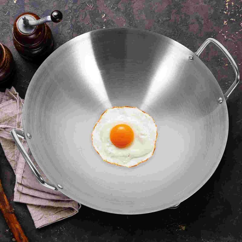 Wok de acero inoxidable con mango y base de hierro miniatura 2