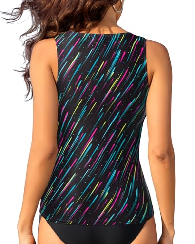 Image of Daci Tankini Tops for Women High Neck Swim Top Tummy Control Bathing Suit Top Modest Swim Tank Top No Bottom