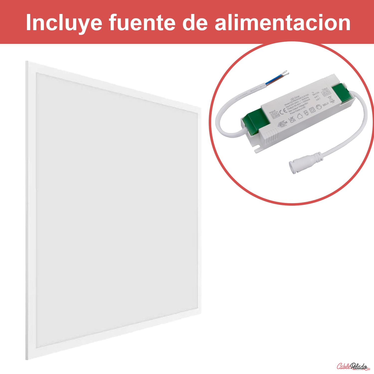 CABLEPELADO - Panel LED Empotrable 60x60 cm Luz Blanca (6000K) | Sistema Backlight Uniforme | Alto Ahorro Energético | Sustituto Fluorescente para Oficinas