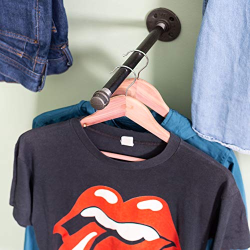 Pipe Decor Industrial Pipe Wall Mounted Clothing Rack, Commercial Or Residential Wardrobe Clothes Display, Heavy Duty Rustic Vintage Steel Grey Black Metal Garment Bracket Frame, 4 X 12 Brackets #TOP7