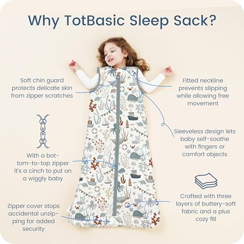 Image of 1.0 TOG Sleep Sack 6-12-15 Months, Baby Sleep Sack with Sleeveless, Cozy Premium Baby Wearable Blanket with 2-way Safe Zipper All Season Sleeping Bags, 1-pack