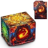 sabermaster Card Deck Box Fits for YGO MTG,100+ Card Storage Box Trading Games PU Leather Storage Premium Deck Case (MTG elemental)