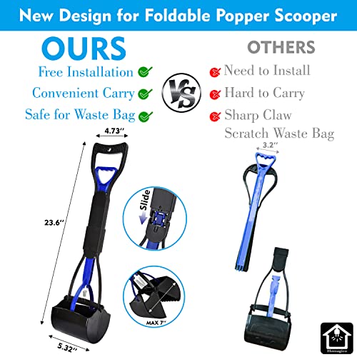 Image of Pooper Scooper for Large Dogs，Portable Dog Pooper Scooper with Long Handle,Foldable Pet Pooper Scooper with Waste Bag,Easy to Use Perfect for Grass,Dirt,Gravel（Blue）