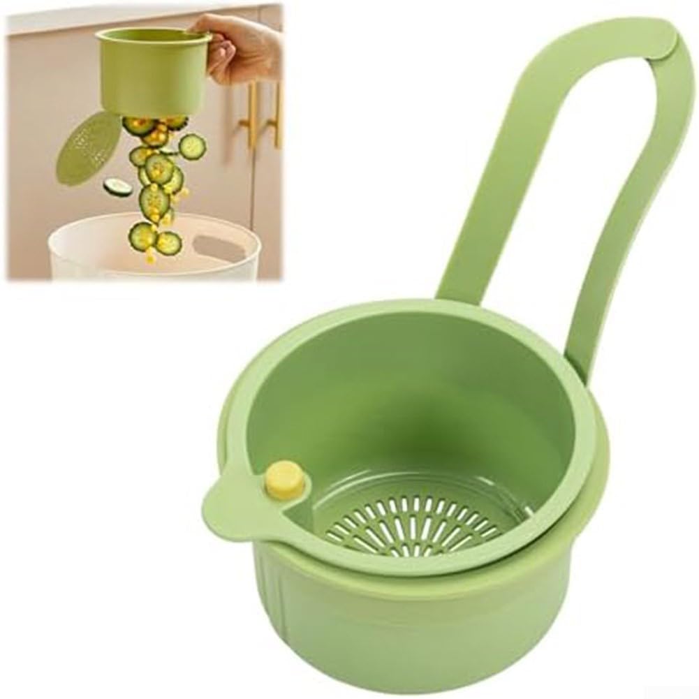 Cestello per lavello da cucina con design sospeso per un efficiente drenaggio dei rifiuti alimentari, pulizia della frutta e gestione igienica dello spazio della cucina (verde)